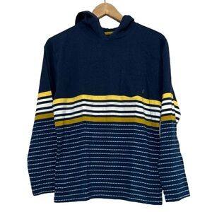 Billabong Boys Blue, Yellow and White Long Sleeve Hooded T -shirt Medium
